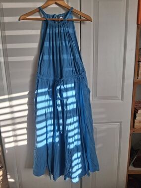 Free People Sky-Blue Halter Midi Dress